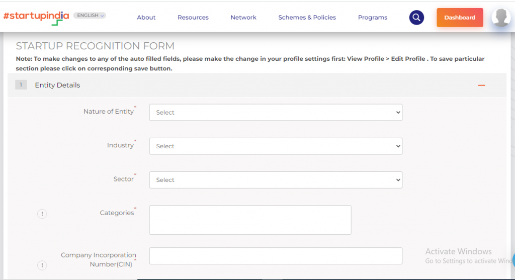 Startup India Certificate