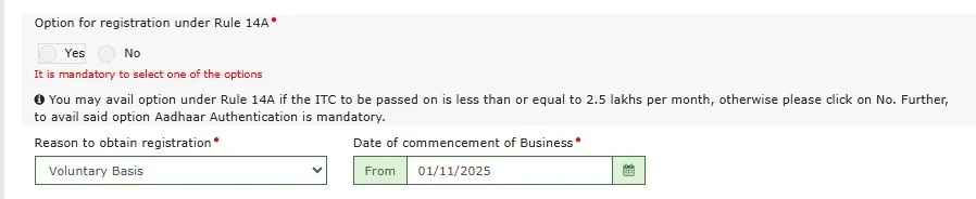 Simplified GST Registration Scheme (Rule 14A)