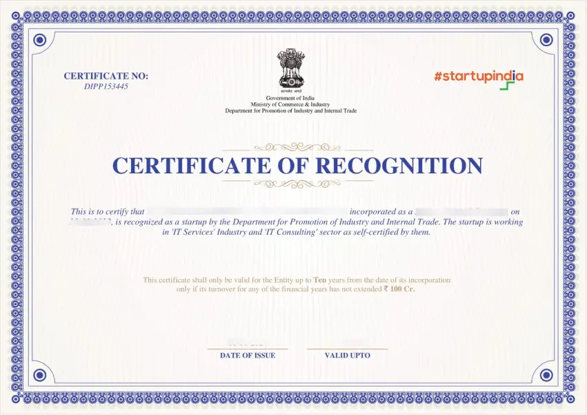 Startup India Certificate