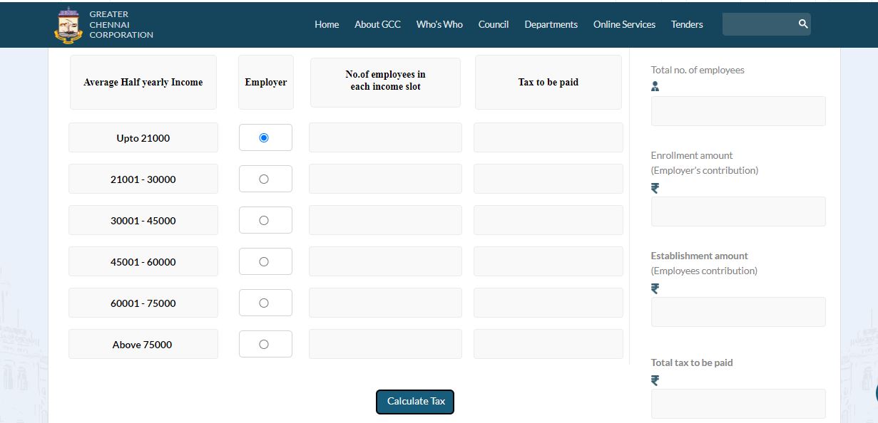 Professional Tax in Tamil Nadu - Calculator