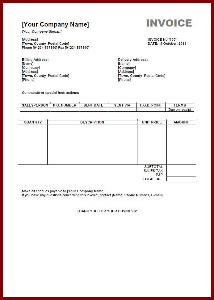 Invoice Format