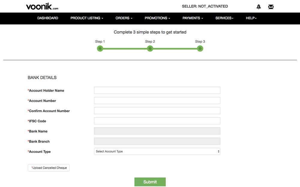 Voonik Seller Registration Step 5