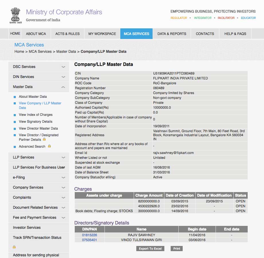 Company Information MCA