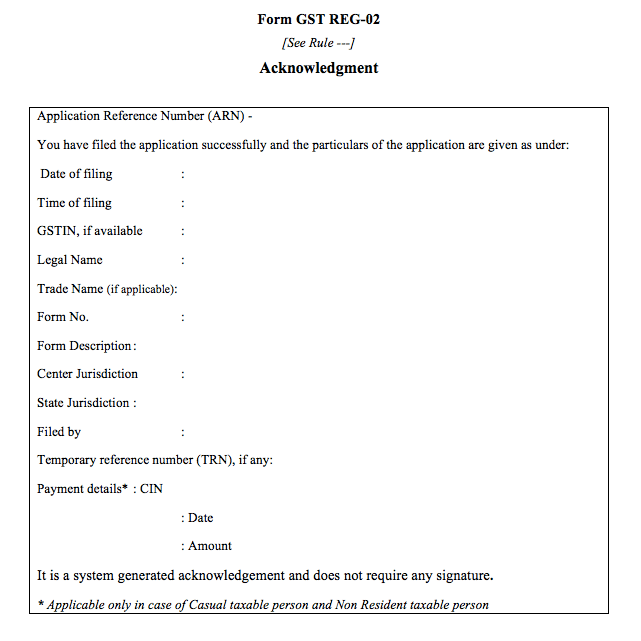 Document Provided for Payment of GST Deposit