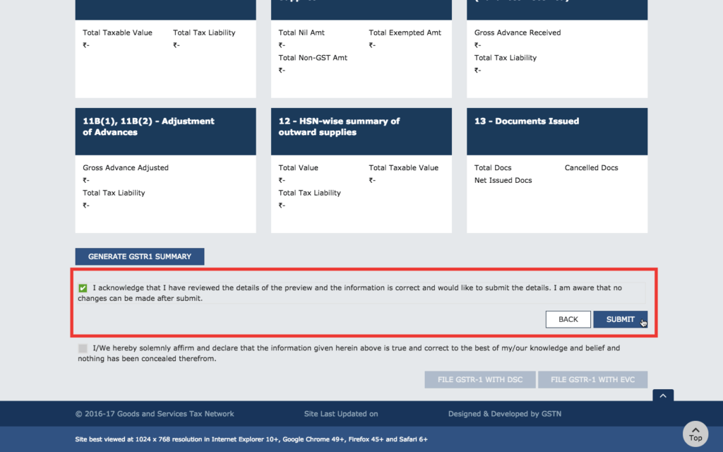 Step 4 - Submit the Return on GST Portal