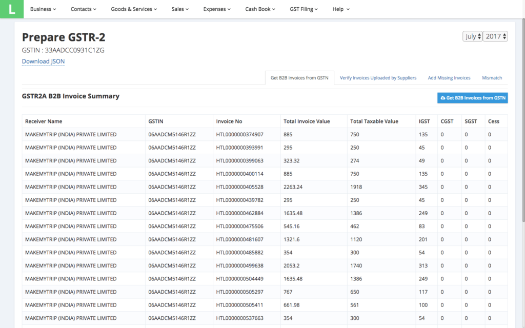 GSTR-2A LEDGERS GST Software