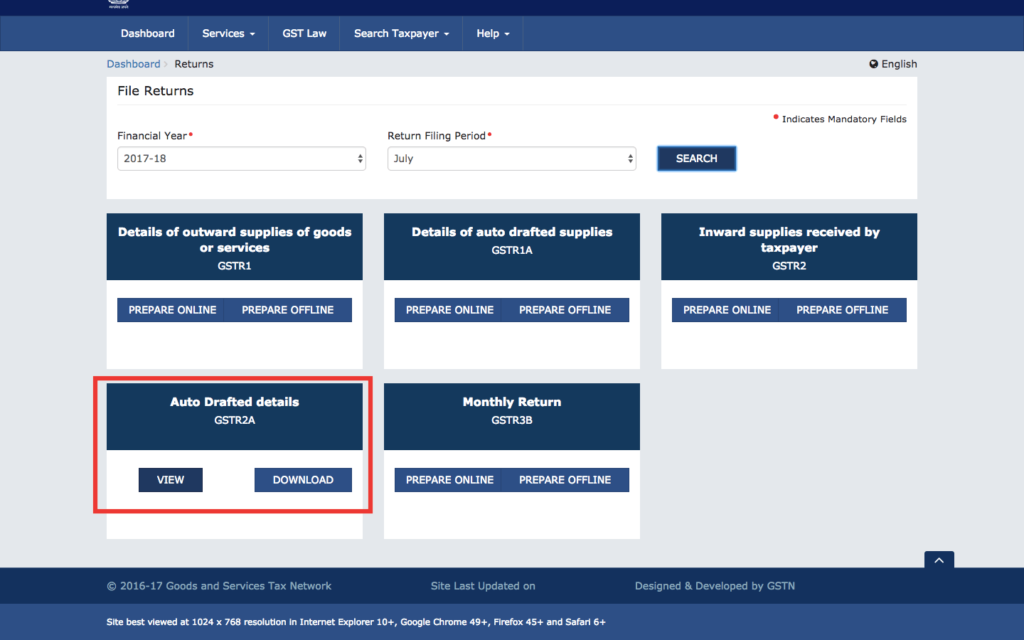 GSTR-2A View Invoices
