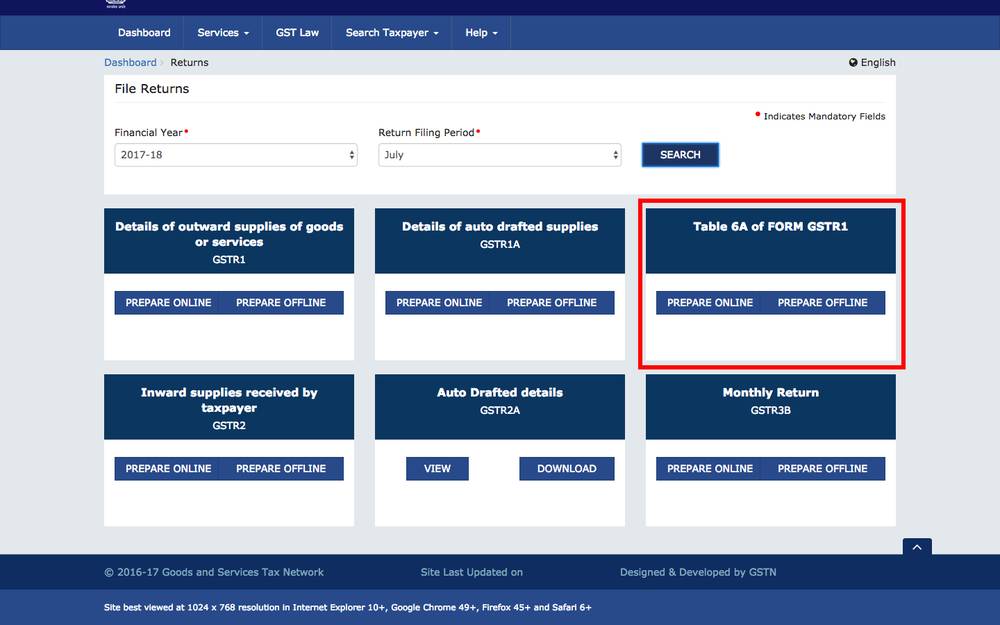 Table 6A - GSTR 1 - GST Portal