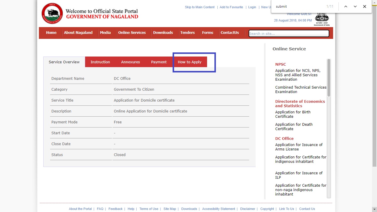 Nagaland-Domicile-Certificate-Apply-Online