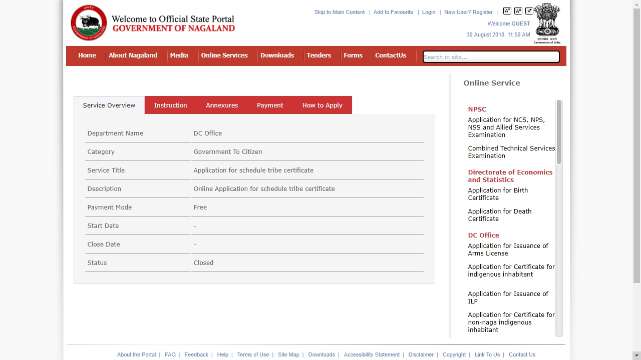Nagaland-Tribe-Certificate-Apply-online