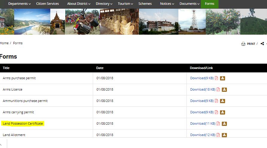 Arunachal-Pradesh-Land-Possession-Certificate-Home-Page