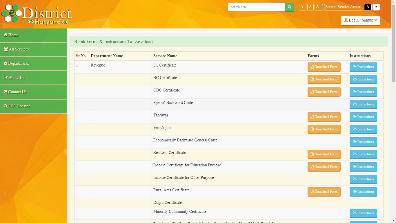 Haryana-Caste-Certificate-Download-Form