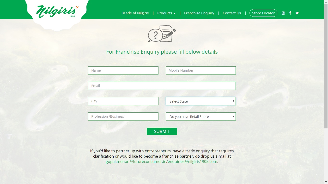 Nilgiris Franchise Application Form