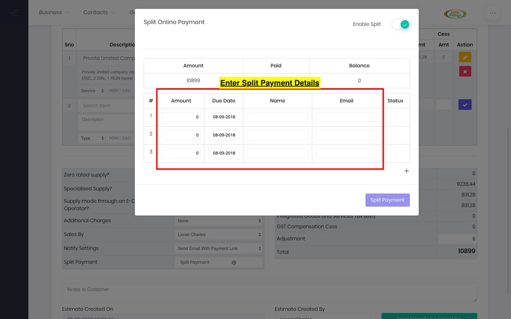 Step 2 - Split Payments