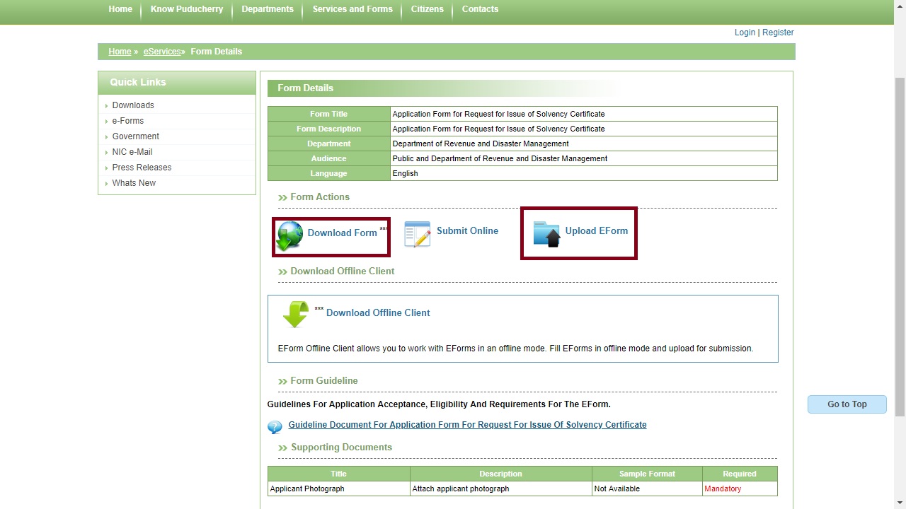 Puducherry-Solvency-Certificate-Download-Form
