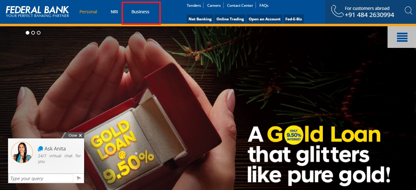 Step 2- Federal Bank Current Account