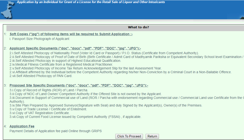 West Bengal Liquor License - Step 5