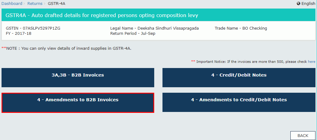 Amendmends to B2B Invoices