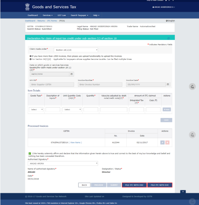 Authorized Signatory