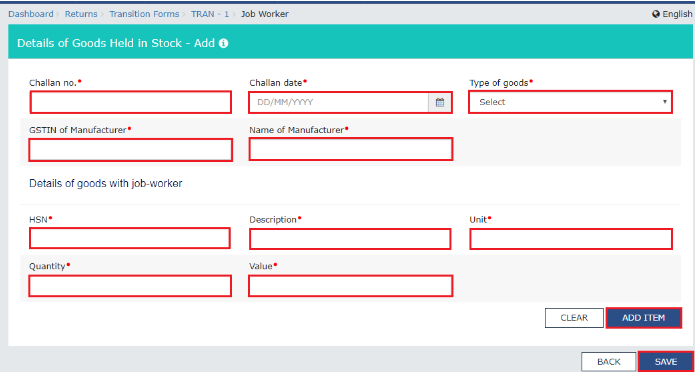 Details of Goods Held in Stock