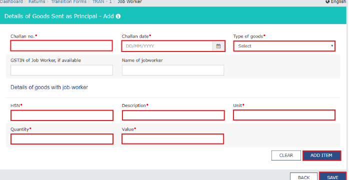Details of Goods Sent as Principal