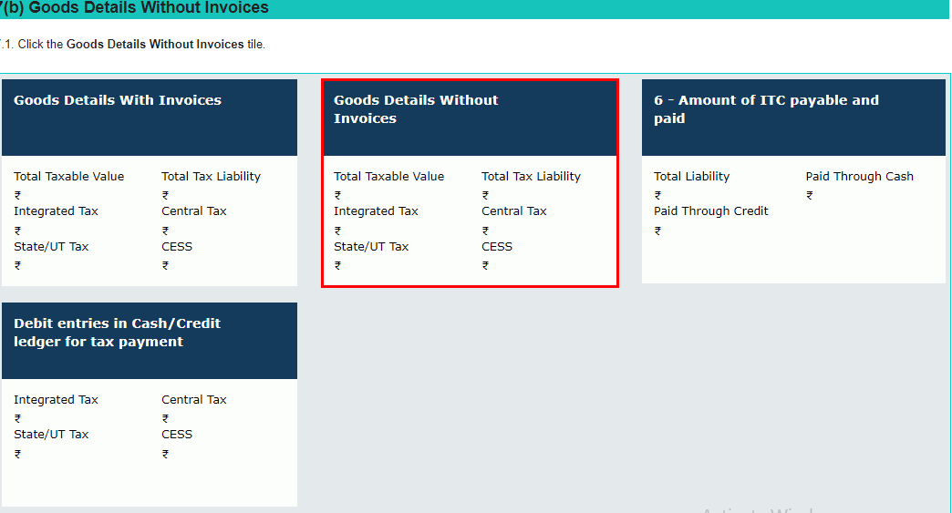 Goods Details Without Invoices