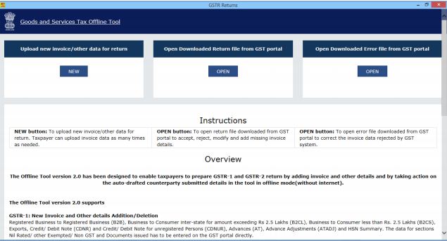 Image 1 Procedure to File GSTR 1 using Returns Offline Tool
