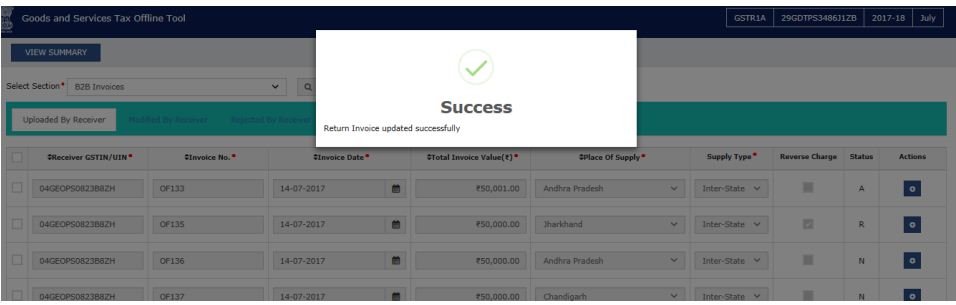 Image 16 Modifying GSTR 1A Return
