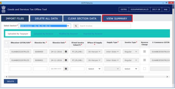 Image 19 Modify GSTR 1 Return File Using Returns Offline tool