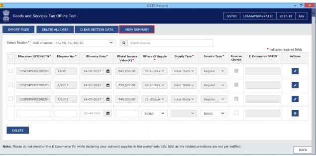 Image 20 Procedure to File GSTR 1 using Returns Offline Tool