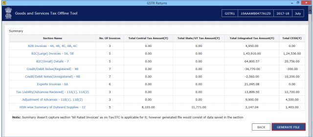 Image 21 Procedure to File GSTR 1 using Returns Offline Tool
