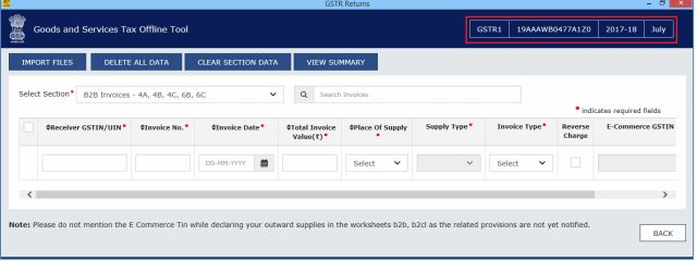 Image 3 Procedure to File GSTR 1 using Returns Offline Tool
