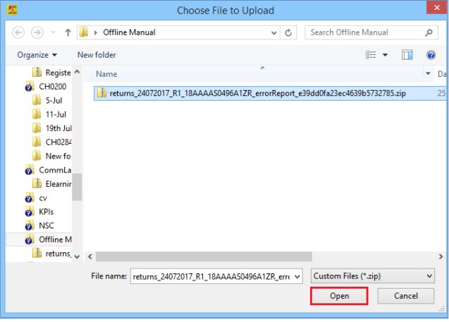 Error Files in Returns Offline Tool