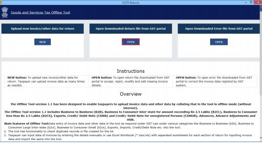 Image 6 Modify GSTR 1 Return File Using Returns Offline tool
