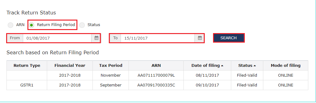Return Filing Period