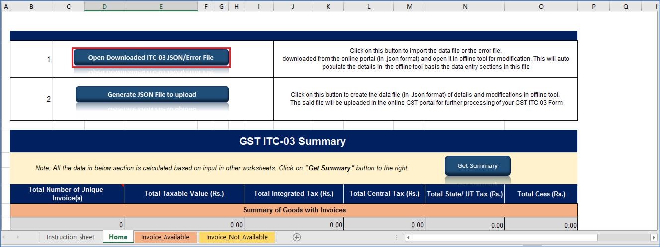 Step 1- Offline Filing of Form GST ITC-03
