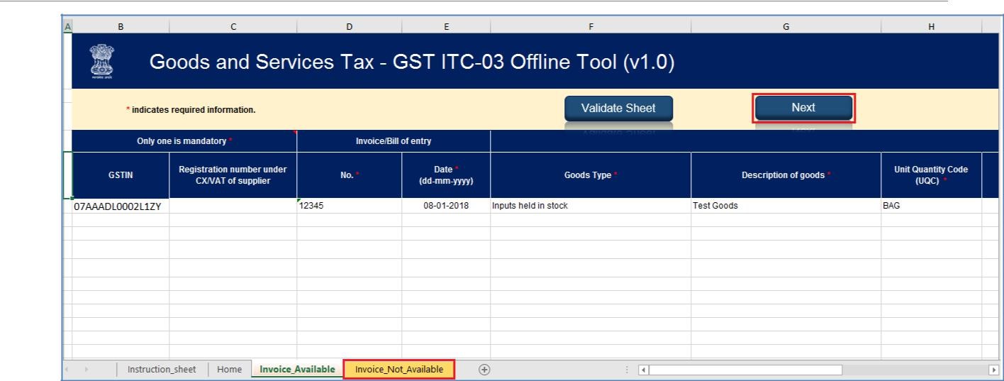 Step 11- Offline Filing of Form GST ITC-03