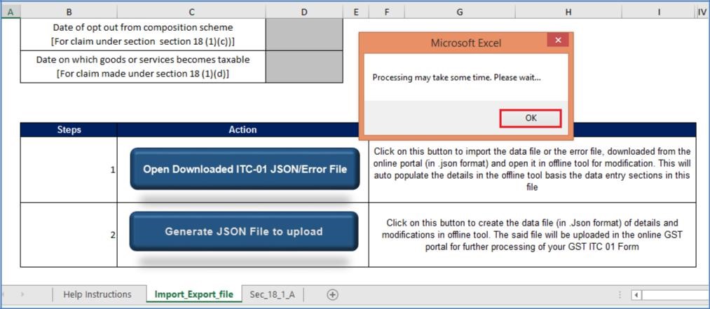 Step 12- Form GST ITC-01 Offline Tool