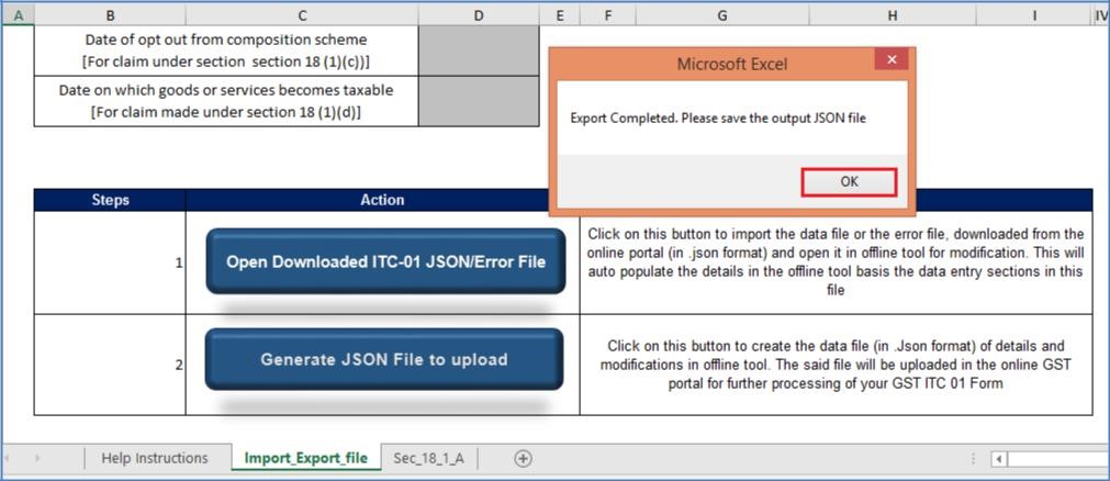 Step 13- Form GST ITC-01 Offline Tool