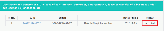 Step 13-Transfer of Matched Unutilised Input Tax Credit