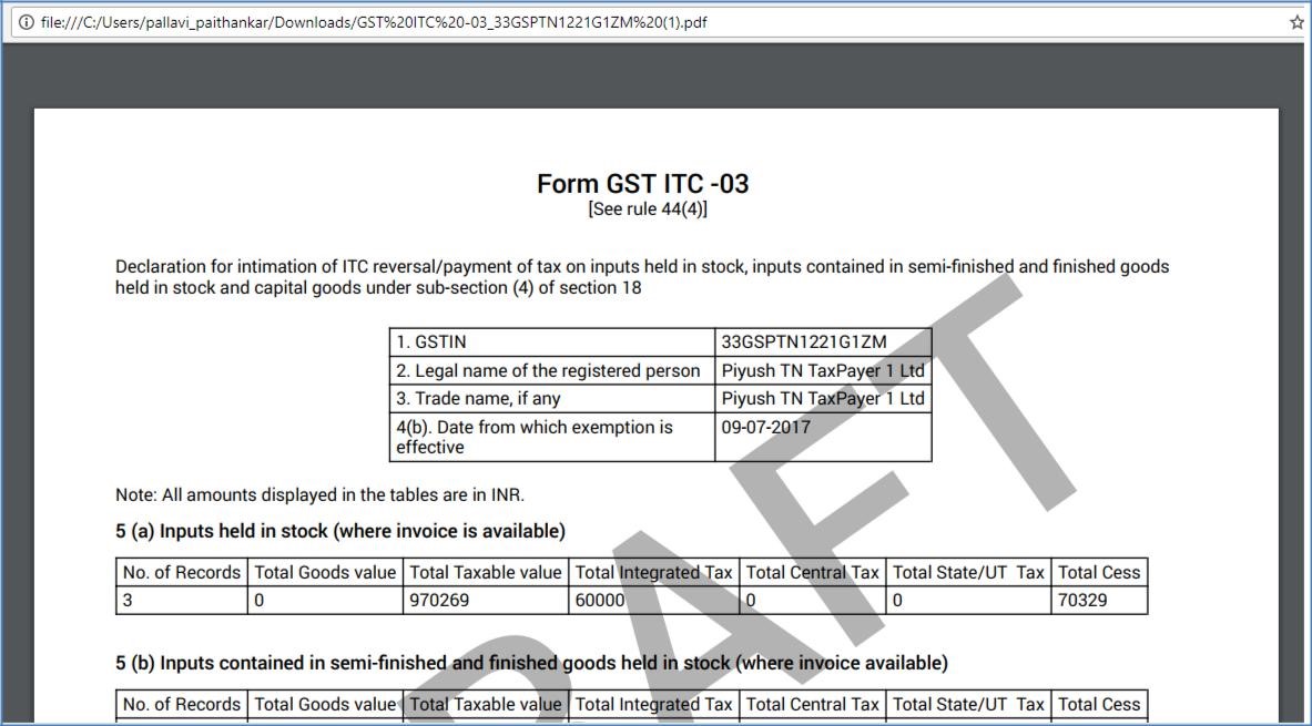 Step 14- Offline Filing of Form GST ITC-03