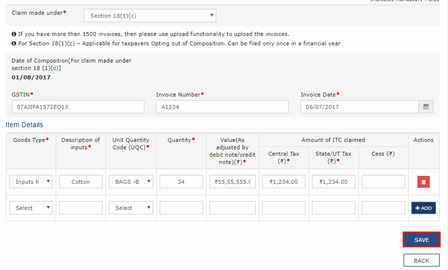 Step 16-GST Form ITC-01