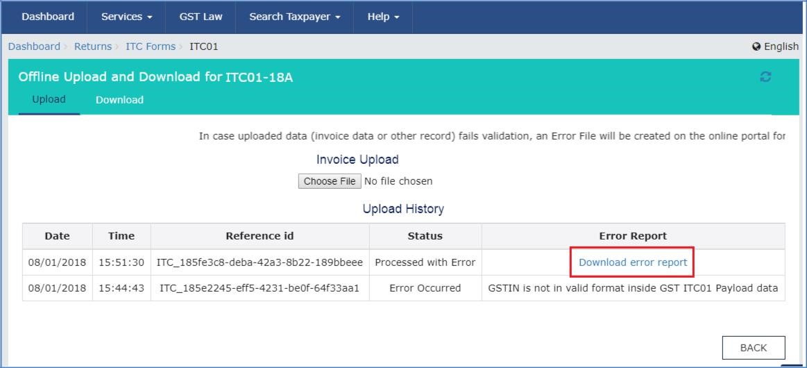 Step 3- Form GST ITC-01 Offline Tool