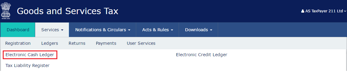 Step 3-GST Electronic Cash Ledger