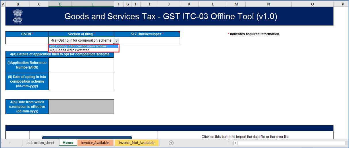 Step 3- Offline Filing of Form GST ITC-03