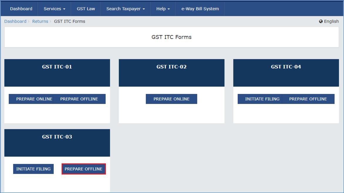 Step 3- Offline Filing of Form GST ITC-03