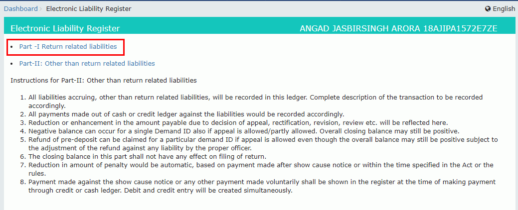Step 4- Electronic Liability Register