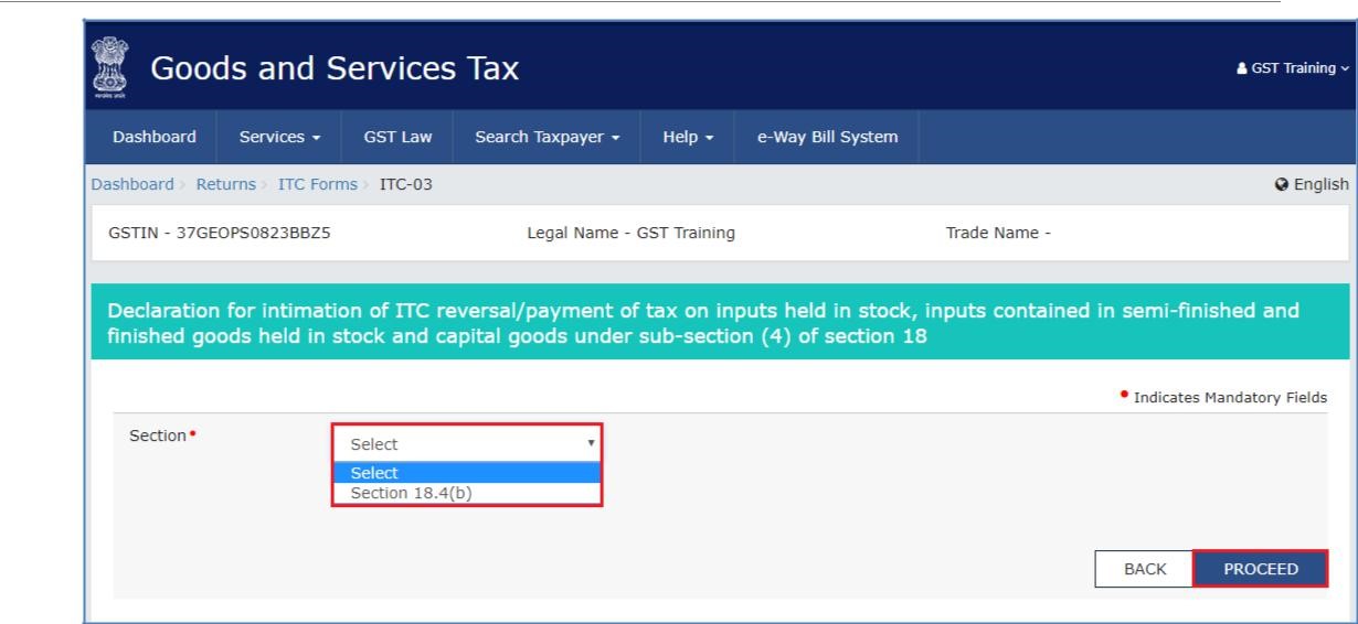 Step 4- Offline Filing of Form GST ITC-03
