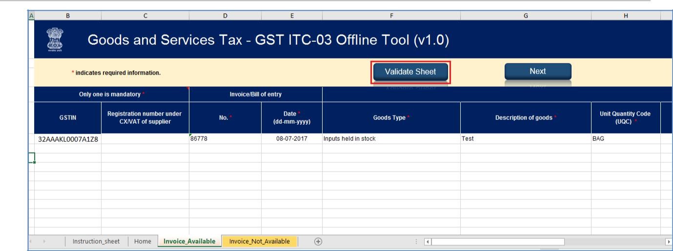 Step 6- Offline Filing of Form GST ITC-03