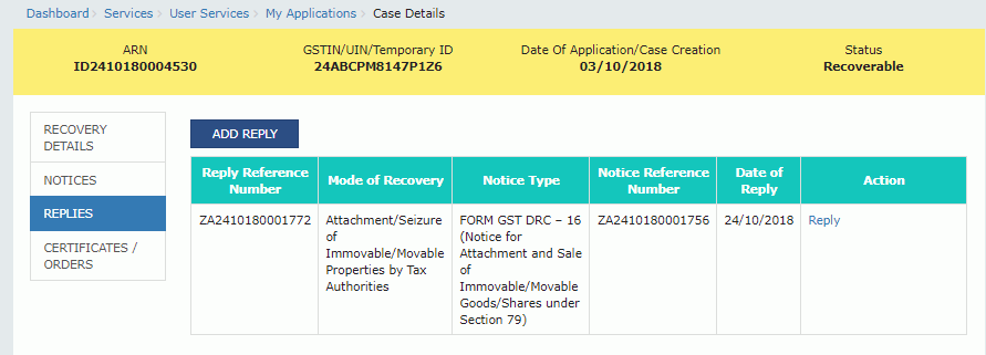 Step 7-Filing reply in Form GST DRC-22